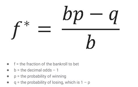 kelly criterion for bet sizing.